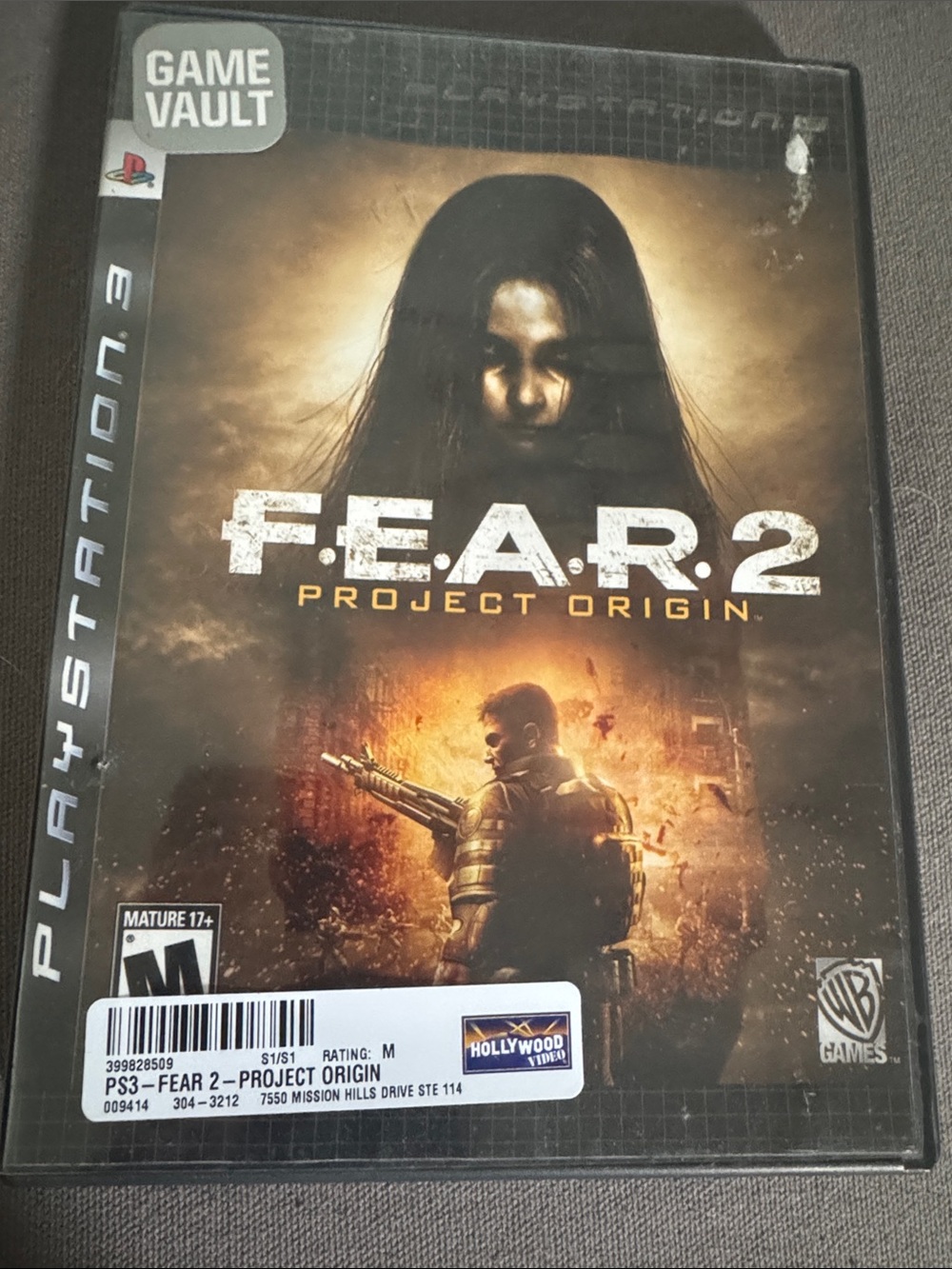 Sony PS3 F.E.A.R. 2 Project Origin – Black & Orange Cover